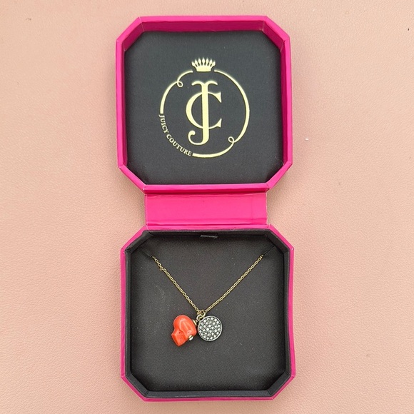 Juicy Couture Orange Skull Charm Gold Necklace - Picture 1 of 7